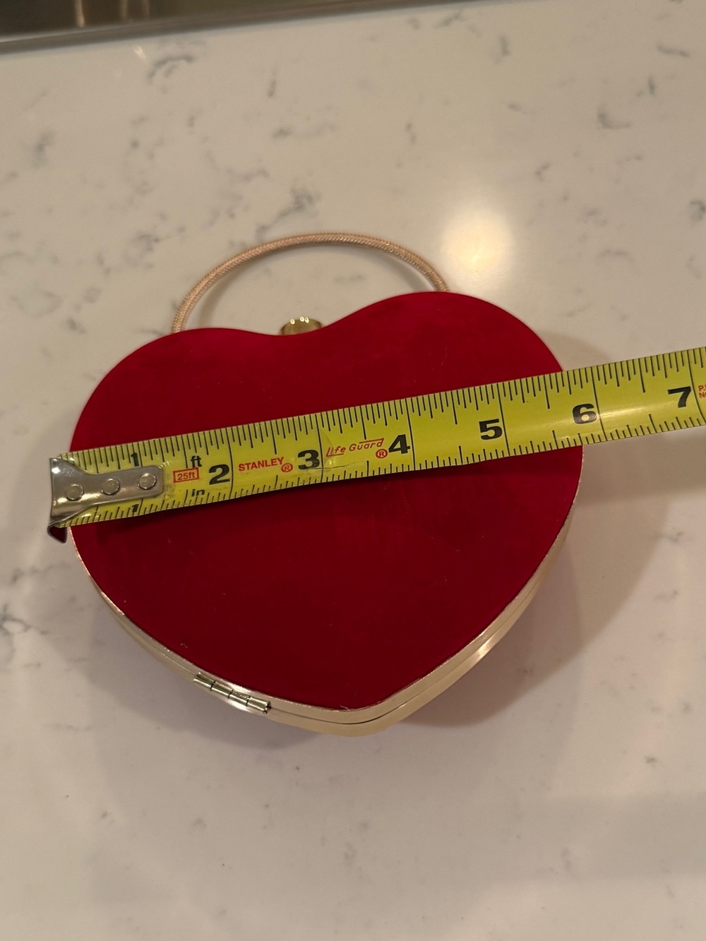 Red Velvet Heart Shaped Evening Bag Gold Tone Rhinestone Clutch - Picture 11 of 13